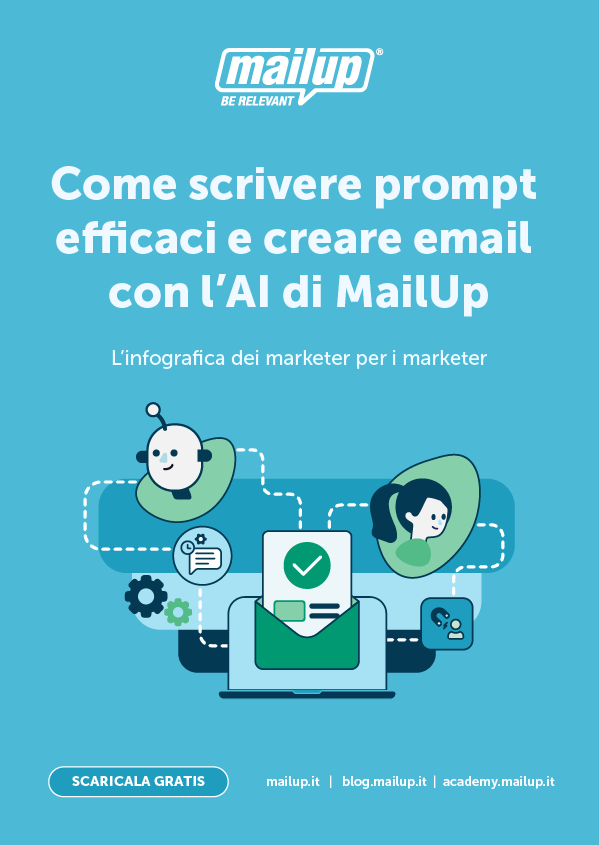 Copertina della guida Come scrivere prompt efficaci e creare email con l’AI di MailUp Copertina della guida Come scrivere prompt efficaci e creare email con l’AI di MailUp