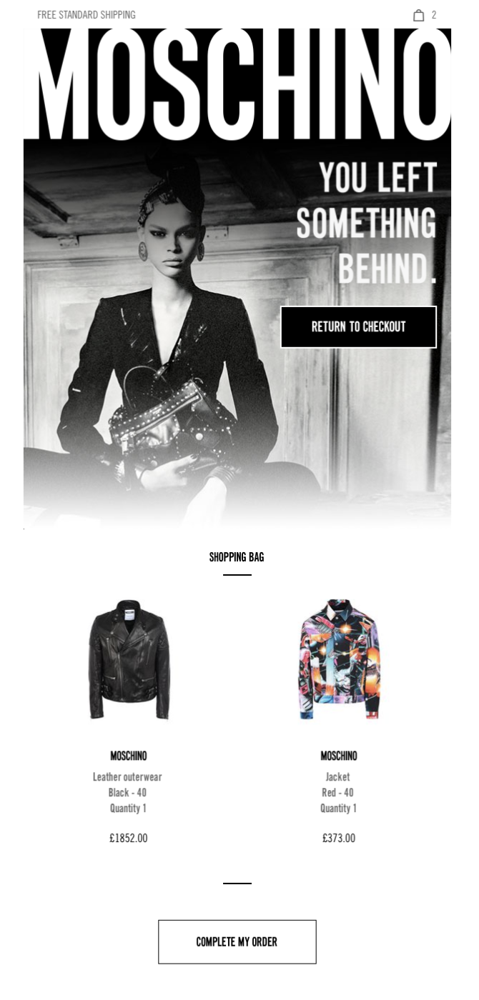 email carrello abbandonato