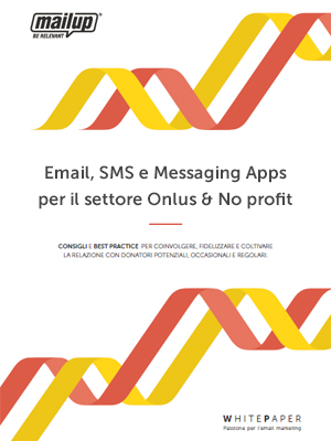 Copertina del white paper Email, SMS e Messaging Apps per il settore Onlus & No profit