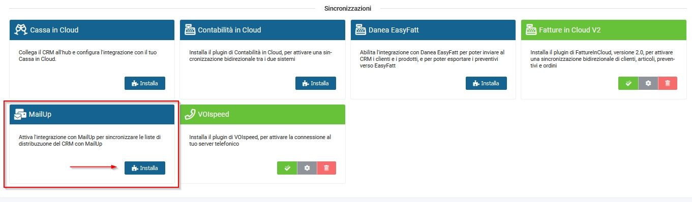 plugin MailUp CRM in cloud
